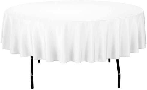 Gee Di Moda Tablecloth - 70" Inch Round Tablecloths for Circular Table Cover in White Washable Polyester - Great for Buffet Table, Parties, Holiday Dinner & More