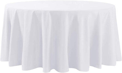 120 inch Round Tablecloth Washable Polyester Table Cloth Decorative Table Cover for Wedding Party Dining Banquet (120 inch,White)