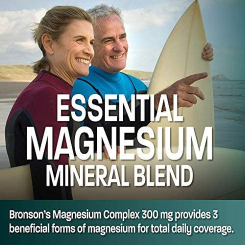 Triple Magnesium Complex Maximum Coverage 300 Mg Magnesium Oxide Magnesium Citrate Magnesium Carbonate, Non-GMO Formula, 250 Tablets