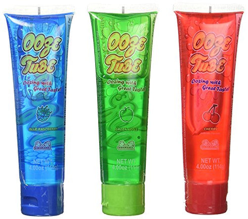 Set of 3 Kidsmania 4oz Ooze Tubes! Oozing Delicious Flavors - Blue Raspberry, Cherry, Green Apple! (3)