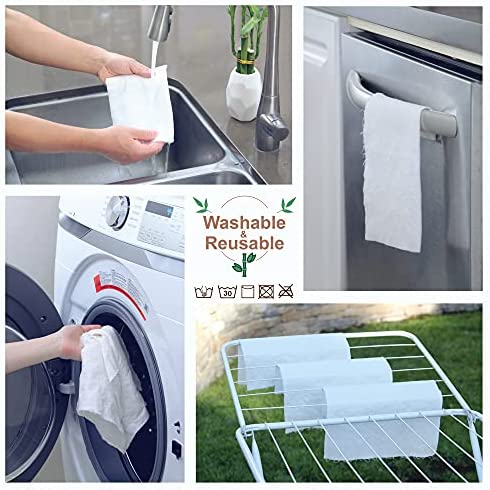Anjia Heavy Duty Reusable Bamboo Towels - 20 Sheets/Roll - Great as Kitchen Towels, Dish Towels, Cleaning Rags, Shop Towels, and Swedish Dishcloths - Replacement of Paper Towels Bulk