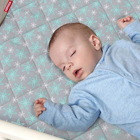 Pack and Play Sheet Quilted, Breathable Thick Play Yard Playpen Sheets, Lovely Print Mattress Pad Cover 39"×27"×5" Fit Baby Portable Mini Cribs, Suitable for Graco Play Yards and Foldable Mattresses