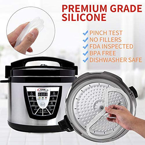 Original Sealing Ring for 8 Qt Power Pressure Cooker - Replacement Silicone Gasket Seal Rings for Power Cooker XL 8 Quart, PPC772, PPC780, WAL3, PPC-XL 8Qt, Wolfgang Puck 8 Qt