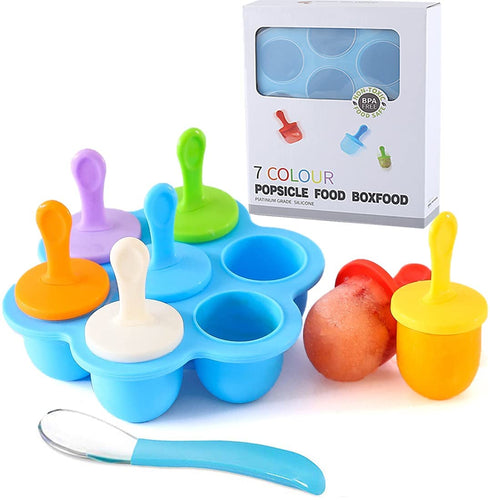 Silicone Popsicle Molds, Ice Pop Molds, Storage Container for Homemade Food, Kids Ice Cream DIY Pop Molds - BPA Free (Blue)