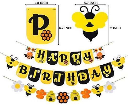 Honey Bumble Bee Party Decorations Honey Bee Banner Cake Cupcake Topper Garland Balloons Wrappers for Bee Theme Birthday Party Baby Shower Supplies