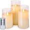 Homemory Flickering Flameless Candles, Battery Operated Acrylic LED Pillar Candles with Remote Control and Timer, Ivory White, Set of 3