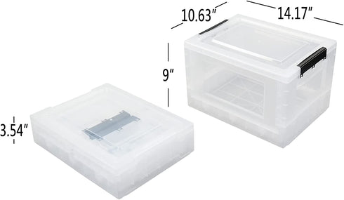 Rinboat 16 L Collapsible Storage Box Crates, Stackable Folding Utility Crates, 2 Packs