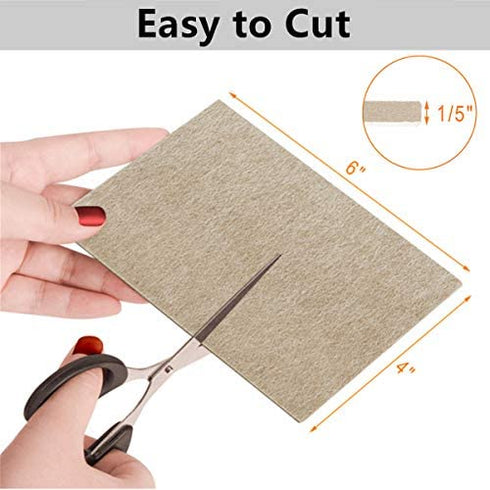 Felt Furniture Pads Large 10 pcs Pack 6"x 4" Big Felt Pads Large Furniture Pads Heavy Duty 5mm Thick Beige Anti Scratch Floor Protector for Hardwood Floor and 20 Rubber Bumpers