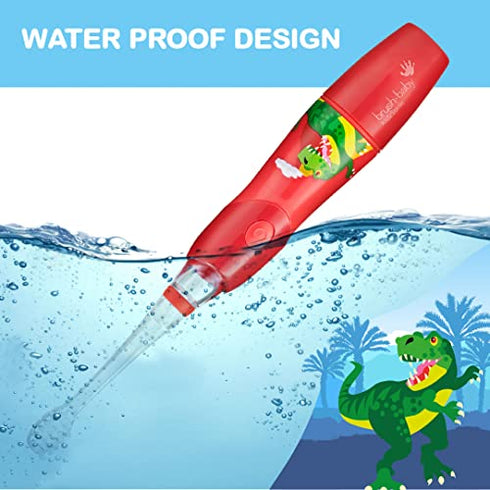 brush-baby KidzSonic Toddler and Kid Electric Toothbrush for Ages 3+ Years - Disco Lights, Gentle Vibration, and Smart Timer Provide a Fun Brushing Experience - 2 Brush Heads Included - Dinosaur