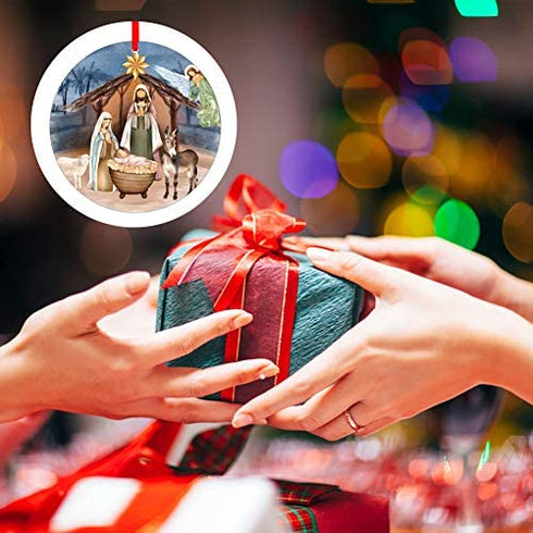 WaaHome Nativity Scene Christmas Ornaments 3'' Religious Christmas Ornaments Christian Ornaments for Christmas Tree Decorations Gifts
