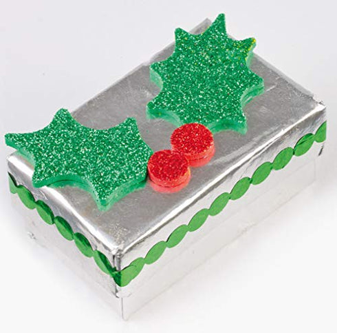 Baker Ross EX729 Holly and Berry Glitter Foam Stickers - Pack of 200, for Kids to Decorate Christmas Cards and Collage
