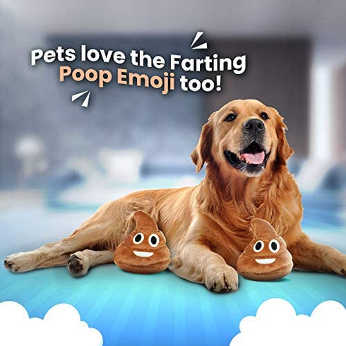 Poop Emoji FARTING Plush Toy - Makes 7 Funny Fart Sounds – Squeeze Fart Buddy to Hear Him Fart - Fun Dog Toy - Fart Toy for Boys & Girls - Gag Gifts for Kids - Measures a Super Cute 4 x 4.5