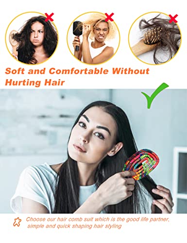 MIUSKATL Detangling Brush Set - Detangler Brush for Curly Thick Natural Straight Fine Wet or Dry Hair Wet Brush Detangling Brush with 3 Alligator Styling Sectioning Clips Hair Brushes for Women and Kids