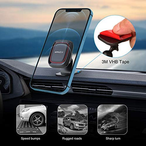APPS2Car Magnetic Phone Holder for Car, Dashboard Magnetic Car Mount, 360° Rotation Car Magnetic Phone Mount with Strong VHB Adhesive, for All Cell Phones