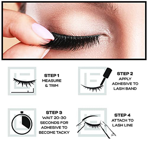 Eylure Naturals False Eyelashes Multipack, Style No. 020 Black , Reusable, Adhesive Included, 3 Pair