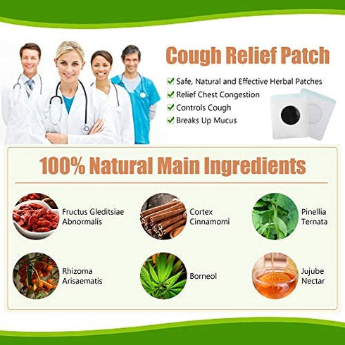 Natural Cough Relief Patch Plus Immune Support for Congestion & Suppressant of Chest Cold & Flu Relief Day/Night Kids & Adults Herbal 12+ Hour Relief an Alternative to Delsym Nyquil Syrup Medicine