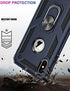 iPhone Xs Max Case with Tempered Glass Screen Protector,iPhone Xs Max Cover Military Grade 16ft. Drop Tested Cover with Magnetic Ring Kickstand Protective Phone Case for iPhone Xs Max Blue