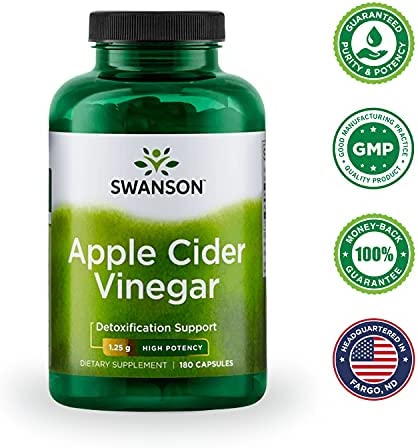 Swanson Apple Cider Vinegar Capsules - Supports Healthy Weight Loss & Digestive Health - Helps Support Metabolism and Maintain Glucose Profile - (180 Capsules, 625mg Each)
