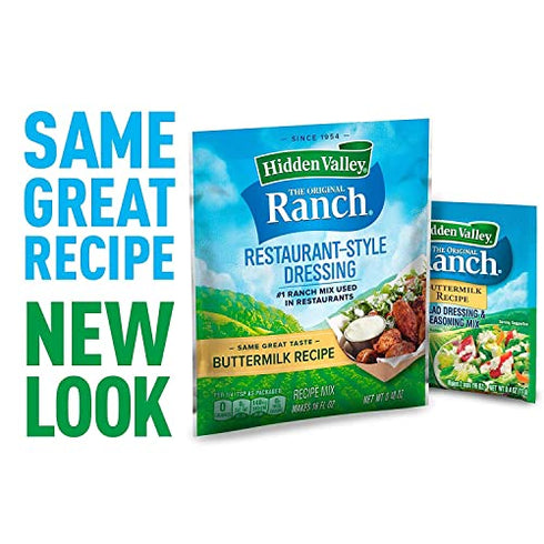 Hidden Valley Buttermilk Ranch Salad Dressing & Seasoning Mix, Gluten Free - Pack of 3