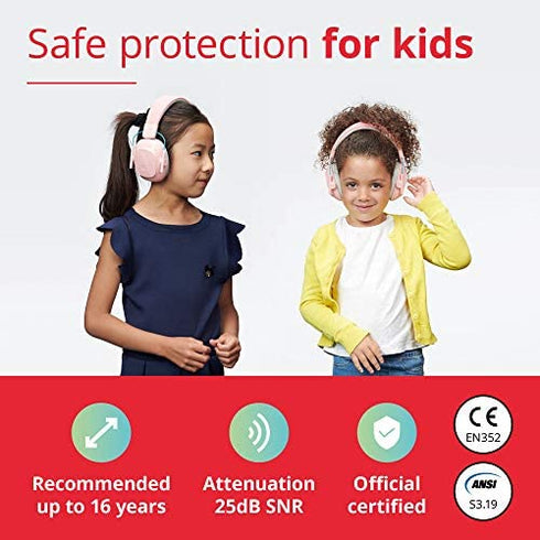 Alpine Muffy Noise Cancelling Headphones for Kids - 25dB Noise Reduction - Earmuffs for Autism - Sensory & Concentration Aid - Pink