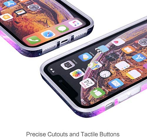 CutebriCase Apple iPhone XR Phone Case, Soft TPU Shockproof Fallproof Silicone Protective Cover Shell (Blue Purple Space Galaxy Nebula Design)