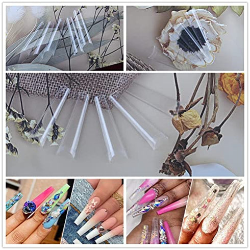 UNA GELLA Coffin Nails Tips No C Curve 216PCS Extra Long Nail Tips Clear Coffin Acrylic Nail Tips for Coffin Nails Clear Coffin Nail Tips XXL Nail Tips Coffin Fake False Nails For Nail Extension Nail Art, Home DIY Salon 12 Sizes Gelly Tips