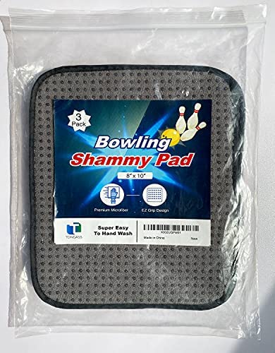 (3-Pack) Microfiber Bowling Ball Towel - 10 Inches x 8 Inches Premium Quality Bowling Ball Shammy Pad with Easy-Grip Dots - Clean Bowling Ball from Dirt and Oil to Improve Grip and Precision