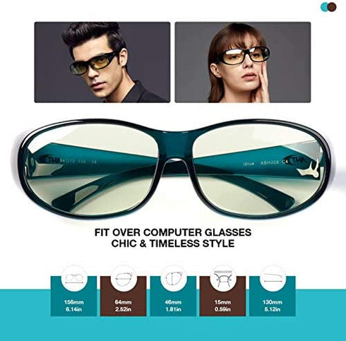 AHT Fit Over Blue Light Blocking Glasses Blue Blocker Computer Glasses