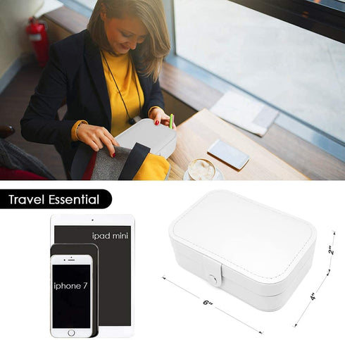 Travel Jewelry Boxes for Women - Small Jewelry Organizer Case Double Layer Portable Mini Travel Case Display Storage Holder Boxes for Stud Earrings, Rings, Necklaces, Bracelets(White)