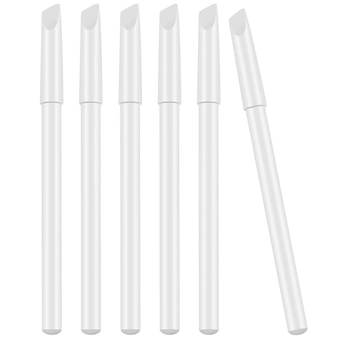 6 Pieces White Nail Pencils 2-In-1 Nail Whitening Pencils with Cuticle Pusher for French Manicure Supplies