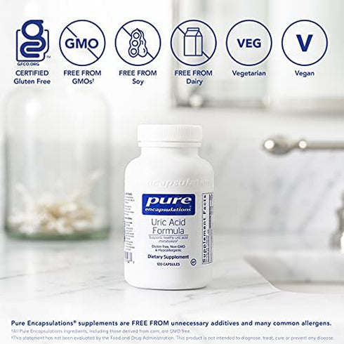 Pure Encapsulations - Uric Acid Formula - Hypoallergenic Supplement with Vitamins and Herbal Extracts to Support Healthy Uric Acid Metabolism - 120 Capsules