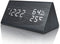 Everwood Wooden Digital Alarm Clock with Electronic LED Time Display, Humidity & Temperature Detect for Bedroom, Bedside (Black Triangle)