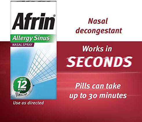 Afrin Allergy Sinus Nasal Spray, Fast & Powerful Congestion Relief from Allergies,0.50 Fl Oz (Pack of 1)