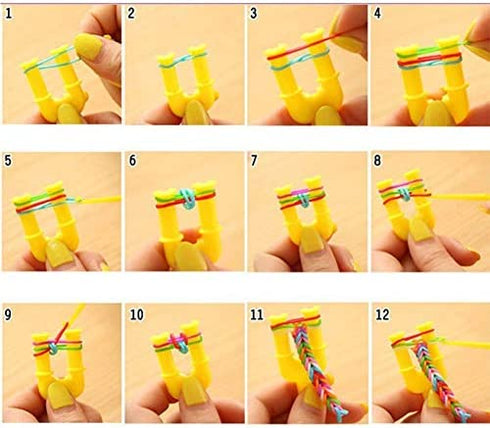 600Pcs Colorful Rubber Bands Refill + 480Pcs S Clip+ 1 Hook for Rubber Band Knitting Hook Tool Kit DIY Rubber Band Bracelet Woven S Clips Connectors Refills for DIY Bracelet Kit