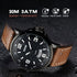 cofuo Mens Fashion Dress Analog Quartz Watch with Brown Leather Band Unique Big Face Number Retro Casual Wrist Watches Classic Business Waterproof Wristwatch Calendar Date Week - Black Brown