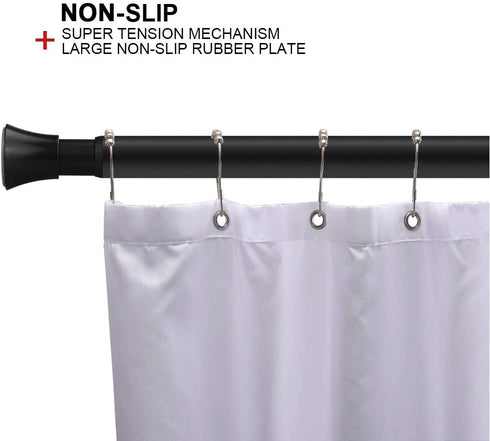 BRIOFOX Shower Curtain Rod, 27-43 inches Never Rust Non Slip shower Rod, Matte Black