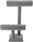 7TH VELVET 2 Tiers Gray Velvet Jewelry Tower Bracelet Holder Jewelry Display Stand Desktop Jewelry Organizer T-Bar Bracelet Necklace Jewelry Display Stand for Home Organization (Gray-2 Tier)