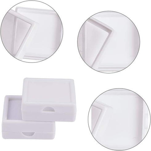 BENECREAT 24PCS White Gemstone Display Box Jewelry Box Container with Clear Top Lids, 1.57" x 0.6", for Gems, Coins?Jewelry and Valentine's Day Gift Packing