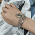 Haloty Boho Layered Knot Bangle Stackable Bracelets Silver Dainty Coin Beaded Hand Jewelry for Women and Girls 5Pcs (Coin)