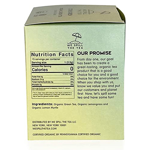 Organic Citrus Green Tea (1 Box, 15 Tea Bags) - We Spill The Tea Organic Tea | Brew Hot or Iced | Natural Detox Tea