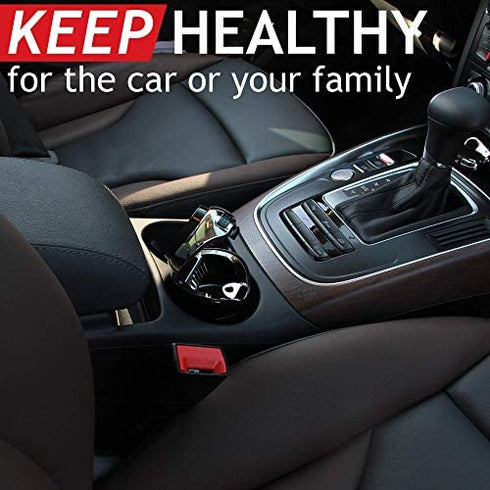 TAKAVU Car Ashtray (1-Pack), Easy Clean Up Detachable Stainless Car Ashtray with Lid Blue Led Light and Removable Lighter for Most Car Cup Holder (Silver)