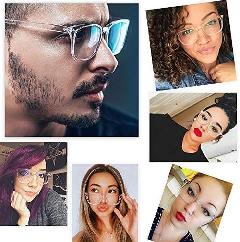 COASION Clear Glasses for Women Men Square Frame Fake Non-prescription Eyeglasses