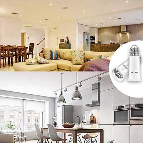 DiCUNO E26 Socket Extender, E26 to E26 Standard Medium Base, 6.5CM/2.56 Inch Extension Socket Adapter, Max 200W Light Bulb Extender 2 Pcs