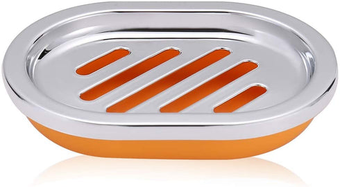 6 Piece Bathroom Accessories Set,Plastic Bath Ensemble Bath Set Lotion Bottles, Toothbrush Holder, Tooth Mug, Soap Dish, Toilet Brush, Trash Can (Orange)