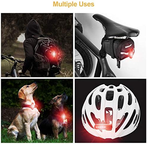 Ascher USB Rechargeable LED Bike Tail Light 2 Pack, Bright Bicycle Rear Cycling Safety Flashlight, 330mah Lithium Battery, 4 Light Mode Options, (2 USB Cables Included)