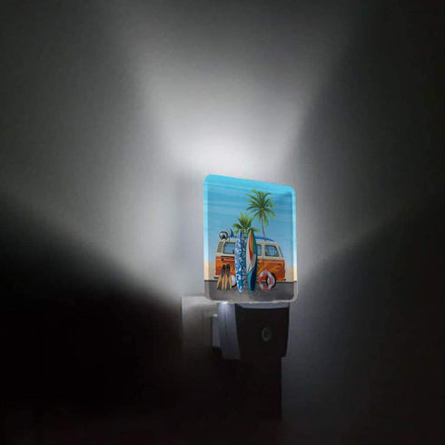 Bus Surfboard Palm Tree Plug-in Night Light Lamp with Sensor, Wall LED Nightlights Auto Dusk to Dawn Sensor for Bedroom,Baby Nursing,Bathroom,Kitchen,Hallway,Stairs, Home Decorative Summer Beach