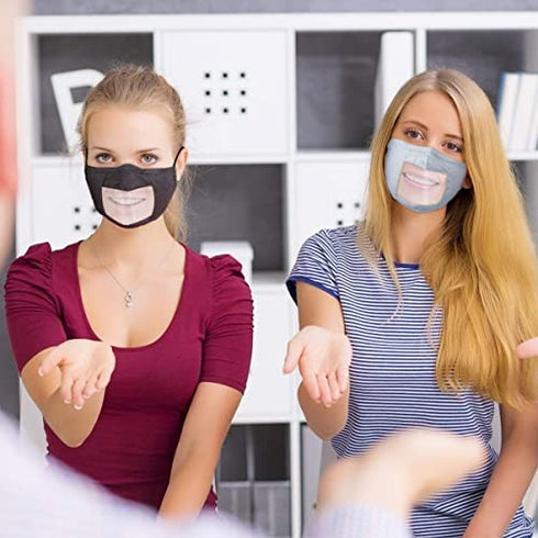 Upgraded Anti-fog 6pcs Cotton Face Covering with Clear Window- Mouth Guard Reusable Unisex Mouth Face Covers Outdoor Facial Protection Visible Expression for The Deaf and Hard of Hearing (Black,Navy &Grey)