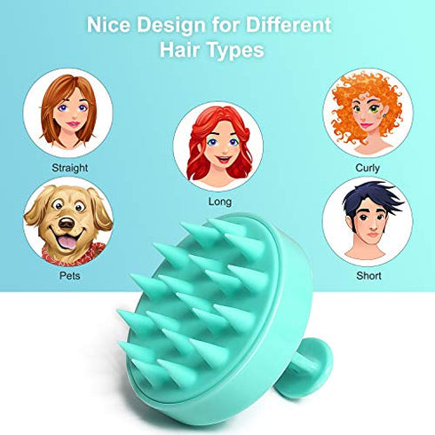 Heeta Hair Scalp Massager Shampoo Brush, with Soft Silicone, Wet and Dry Hair Detangler (2 Pack, Green & Rose Pink)