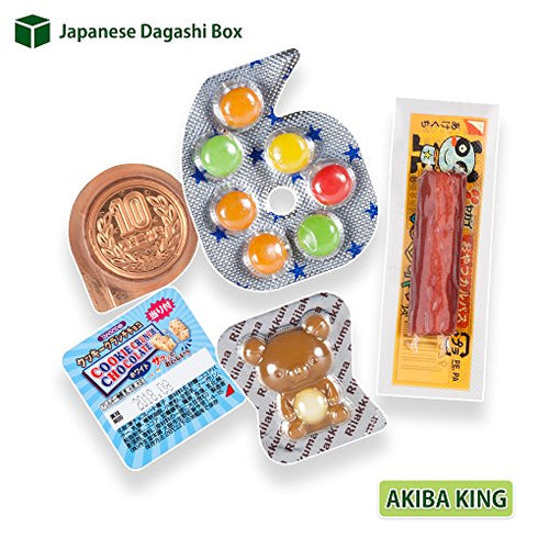 Trial Japanese Dagashi 20pcs Box 20pcs Umaibo Snack Gummy potato Chip Kitty chocolate w/ AKIBA KING Sticker