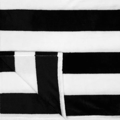 PAVILIA Striped Throw Blanket for Sofa Couch | Soft Flannel Fleece Stripe Black and White Decorative Throw | Warm Cozy Lightweight Microfiber | 50 x 60 Inches